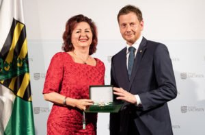 Viola Klein und Präsident Kretschmer