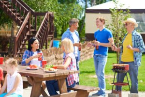 Relatives spending time together in summer